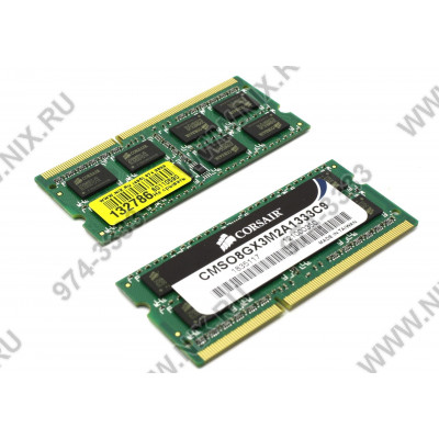 Corsair Laptop Memory/Value Select CMSO8GX3M2A1333C9 DDR3 SODIMM 8Gb KIT 2*4Gb PC3-10600 CL9 (for NoteBook)
