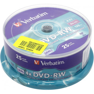 DVD-RW Disc Verbatim  4.7Gb 4x уп. 25 шт на шпинделе 43639