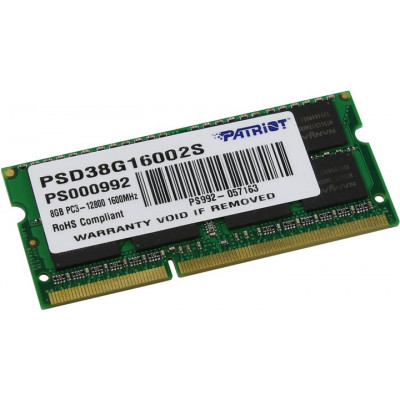 Patriot PSD38G16002S DDR3 SODIMM 8Gb PC3-12800 CL11 (for NoteBook)