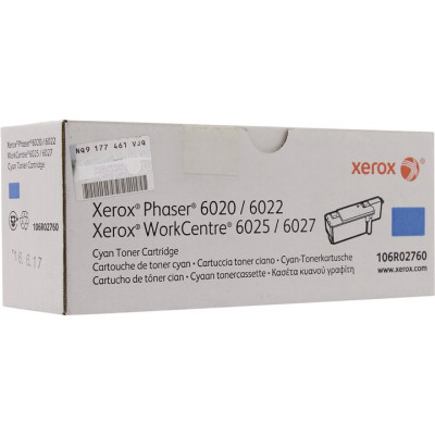 Тонер-картридж XEROX 106R02760 Cyan для Phaser 6020/6022,WorkCentre 6025/6027