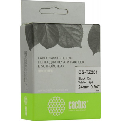 Cactus CS-TZ251 лента для печати этикеток (ширина 24мм, 8м, чёрный на белом)
