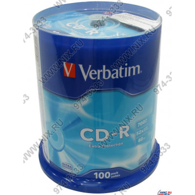 CD-R Verbatim  700Mb 52x sp. уп.100 шт на шпинделе 43411/43430