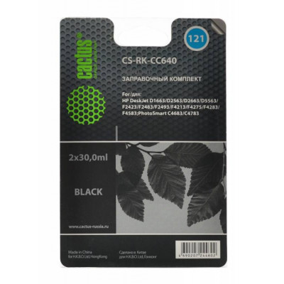 Заправочный комплект Cactus CS-RK-CC640 Black (2x30мл) для HP DJ D1663/2563/2663/5563,F2423/2483/2493/4213/4275