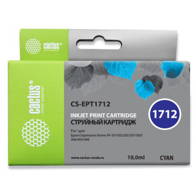 Картридж струйный Cactus CS-EPT1712 голубой (10мл) для Epson XP-33/103/203/207/303/306/403/406