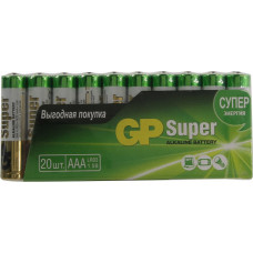 GP Super 24A-20 (LR03) Size AAA, 1.5V, щелочной (alkaline)уп. 20 шт