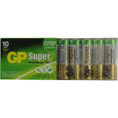 GP Super 15A-2CRB10 (LR6) Size AA, 1.5V, щелочной (alkaline) уп. 10шт