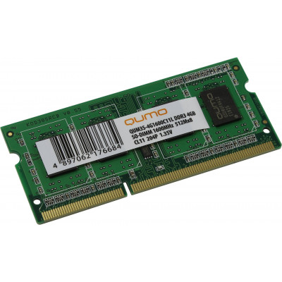 QUMO QUM3S-4G1600C11L DDR3 SODIMM 4Gb PC3-12800 CL11 (for NoteBook)