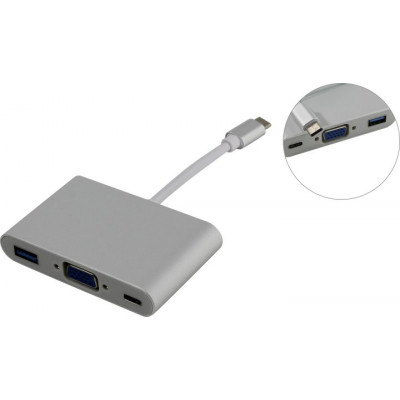 Кабель-адаптер USB-C - VGA(15F) + USB3.0+USB-C port