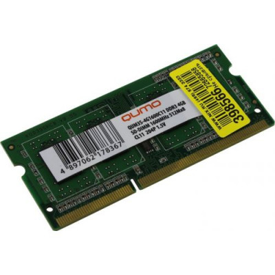 QUMO QUM3S-4G1600C11 DDR3 SODIMM 4Gb PC3-12800 CL11 (for NoteBook)
