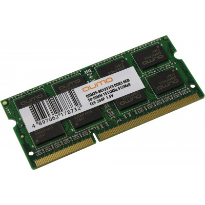 QUMO QUM3S-8G1333C9 DDR3 SODIMM 8Gb PC3-10600 CL9 (for NoteBook)