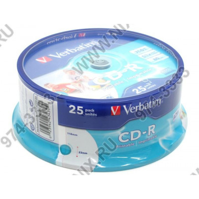 CD-R Verbatim  700Mb 52x sp. уп.25 шт на шпинделе, printable 43439