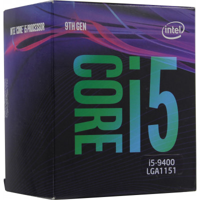 CPU Intel Core i5-9400 BOX 2.9 GHz/6core/SVGA UHD Graphics 630/1.5+9Mb/65W/8GT/s LGA1151