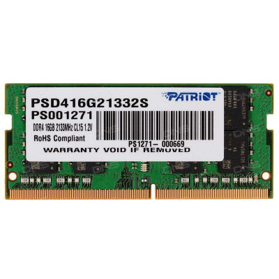 Patriot PSD416G21332S DDR4 SODIMM 16Gb PC4-17000 CL15 (for NoteBook)