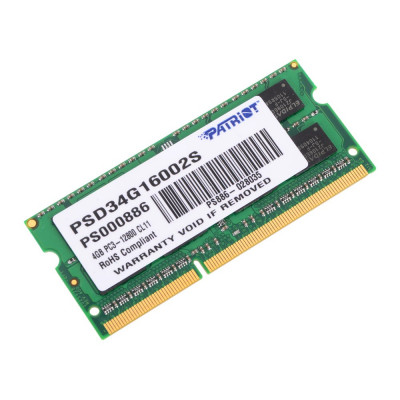 Patriot PSD34G16002S DDR3 SODIMM 4Gb PC3-12800 CL11 (for NoteBook)