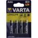 VARTA LONGLIFE 4103-4, Size"AAA", 1.5V, щелочной (alkaline) уп. 4 шт