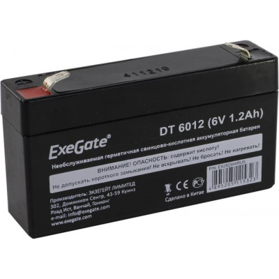 Аккумулятор Exegate DT 6012 (6V, 1.2Ah) для слаботочных систем EX282944RUS