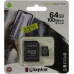 Kingston SDCS2/64GB microSDXC Memory Card 64Gb A1 V10 UHS-I U1 + microSD--SD Adapter