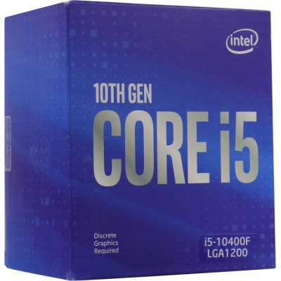 CPU Intel Core i5-10400F BOX 2.9 GHz/6core/12Mb/65W/8 GT/s LGA1200