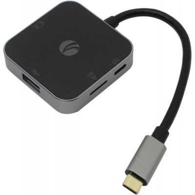 VCOM CU457 Кабель-адаптер USB-C - HDMI(F)+microSD CR+USB3.0+USB-C port