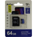 Netac NT02P500STN-064G-R microSDХC Memory Card 64Gb UHS-I U1 + microSD--SD Adapter