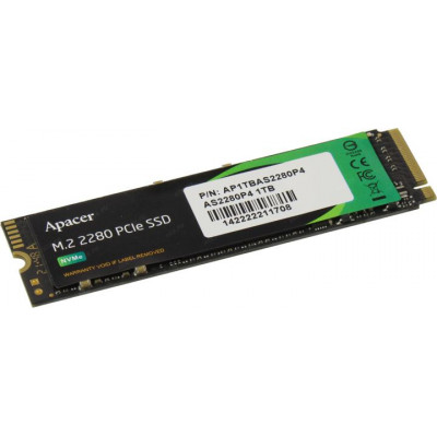 M.2 2280 1TB Apacer AS2280P4 Client SSD AP1TBAS2280P4-1 PCIe Gen3x4 with NVMe, 3000/2000, IOPS 215/390K,3D TLC RTL