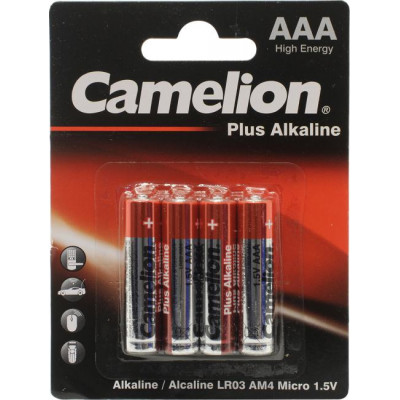 Camelion LR03-BP4, Size "AAA", 1.5V, щелочной (alkaline) уп. 4 шт