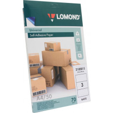 2100015 Самоклеящаяся бумага LOMOND универсальная для этикеток, A4, 3 делен. (210 x 99 мм), 70 г/м2, 50 листов