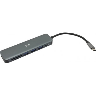 SPU3C07DOCSU200G Док станция Silicon Power Boost SU20 SD/microSD/3XUSB 3.2/TypeC/HDMI, Алюминий