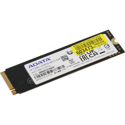 ADATA ALEG-840-512GCS ADATA SSD LEGEND 840, 512GB, M.2(22x80mm), NVMe, PCIe 4.0 x4, 3D TLC, R/W 5000/3400MB/s, IOPs