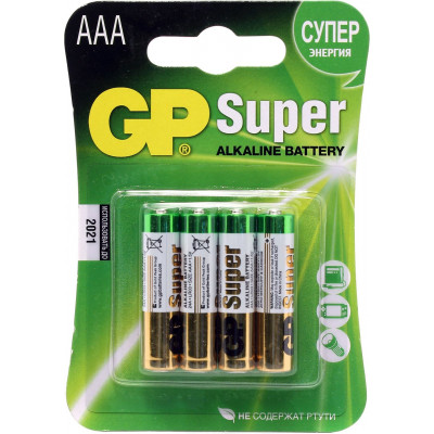 GP Ultra/Super 24AU/24A-4 (LR03) Size AAA, щелочной (alkaline) уп. 4 шт
