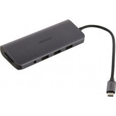 UGREEN 80133 3xUSB3.0+PD+RJ45+Jack3.5+HDMI+Dsub+SD/microSD Card Reader, подкл. USB-C