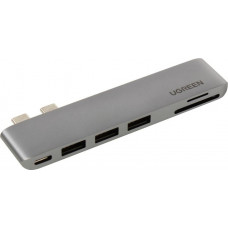 UGREEN CM251 60560 3xUSB3.0+PD+SD/microSD Card Reader, подкл.USB-C