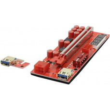 PCE164P-N10 V014-PRO Red Адаптер PCI-Ex1 M -- PCI-Ex16 F (питание Molex, 2х6pin)