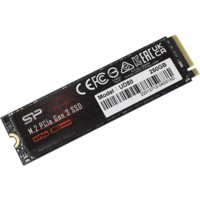 SSD M.2 Silicon Power 250GB UD80 SP250GBP34UD8005 (PCI-E 3.0 х4, up to 3400/1000MBs, NVMe 1.4, 150TBW, 22х80мм)