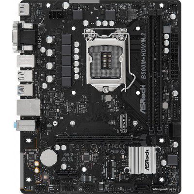 [NEW] MB ASRock B560M-HDV/M.2 Soc-1200 (B560) 2xPCI-Ex16 PCI-Ex1 M.2 2xDDR4 4000MHz+ VGA+DVI+HDMI mATX RTL