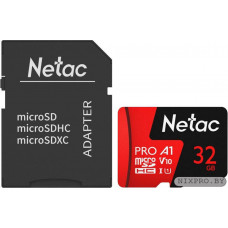 Netac NT02P500PRO-032G-R microSDHC Memory Card 32Gb UHS-I U1 V10 + microSD--SD Adapter