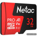 Netac NT02P500PRO-032G-R microSDHC Memory Card 32Gb UHS-I U1 V10 + microSD--SD Adapter