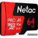 Netac NT02P500PRO-064G-S microSDXC Memory Card 64Gb A1 V30 UHS-I U3