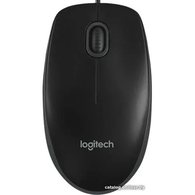 Мышь Logitech B100 (910-003357/910-006605) (полноразмерная, проводная USB, сенсор оптический 800 dpi, 3 кнопки, колесо с нажатием, цвет чёрый)
