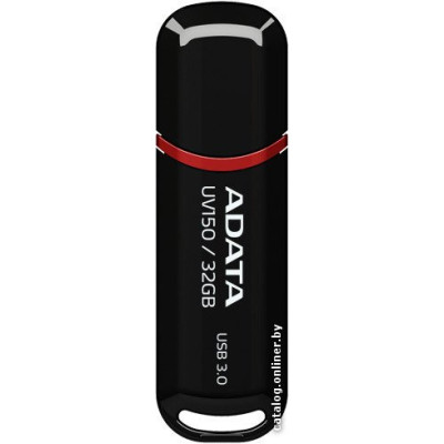 USB3.2 32Gb ADATA UV150 (AUV150-32G-RBK) USB 3.2 Type-A, пластик, с колпачком, черный