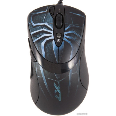 Мышь A4Tech XL-747H-Blue Gamer LAZER Mouse , USB (полноразмерная игровая мышь для ПК, проводная, USB, сенсор лазерный 3600 dpi, 7 кнопок, колесо с нажатием и отклонением, цвет черный/синий)