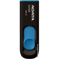 USB3.0 64 Gb ADATA UV128 (AUV128-64G-RBE) пластик, выдвижной разъем, черный/голубой