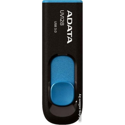 USB3.0 64 Gb ADATA UV128 (AUV128-64G-RBE) пластик, выдвижной разъем, черный/голубой