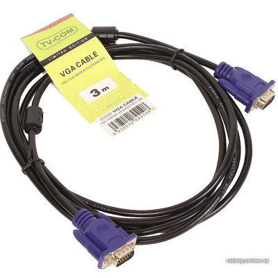 Кабель VGA 15m/15m TV-COM (QCG120H-3M) 3.0м 15M/15M, феррит.кольца, пакет