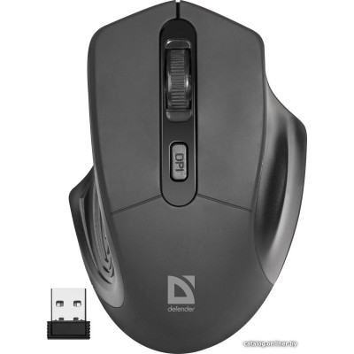 Мышь беспроводная Defender Datum MB-345 Black (полноразмерная мышь для ПК/для компьютеров Apple, радио, сенсор оптический 1600 dpi, 4 кнопки, колесо с нажатием, цвет черный)