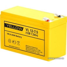 Аккумуляторная батарея YELLOW VL 12-7.5 (12V, 7.5Ah, 5 лет, 2.15кг, 151х65х94(98)мм) АКБ для ИБП, Аналог АКБ Ippon IP12-