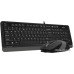 Комплект ПРОВОДНОЙ Клавиатура + мышь A4Tech Fstyler F1010 (черный/серый) (мышь проводная USB (сенсор оптический), клавиатура USB)