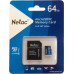 Micro SD 64 Gb Netac P500 Standard (NT02P500STN-064G-R) microSDHC Class10 UHS-I U1 microSD- SD Adapter