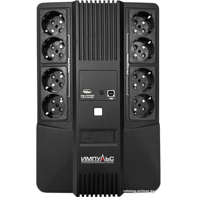 ИБП ИМПУЛЬС МАСТЕР 800 MT80107, 800/480 ВА/Вт, CHRG USB, 4+4 Schuko (SCHUKOx8), LED, USB, RJ11/RJ45