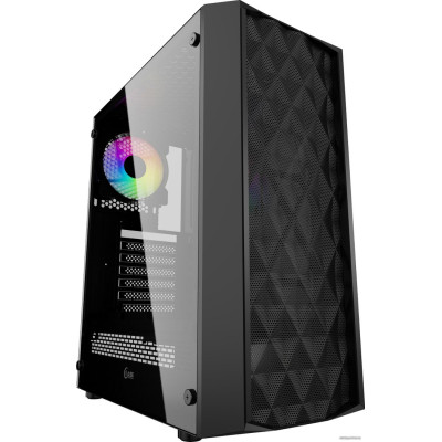 Корпус ATX Без БП Powercase Diamond Mesh LED (CMDM-L1) (Tempered Glass, 2xUSB 2.0, 1xUSB-A 3.2 5Гбит/с, 1x120mm 5 color LED FAN, HD Audio+Mic, VGA MAX 310mm, CPU MAX 160mm, пылевые фильтры) Black
